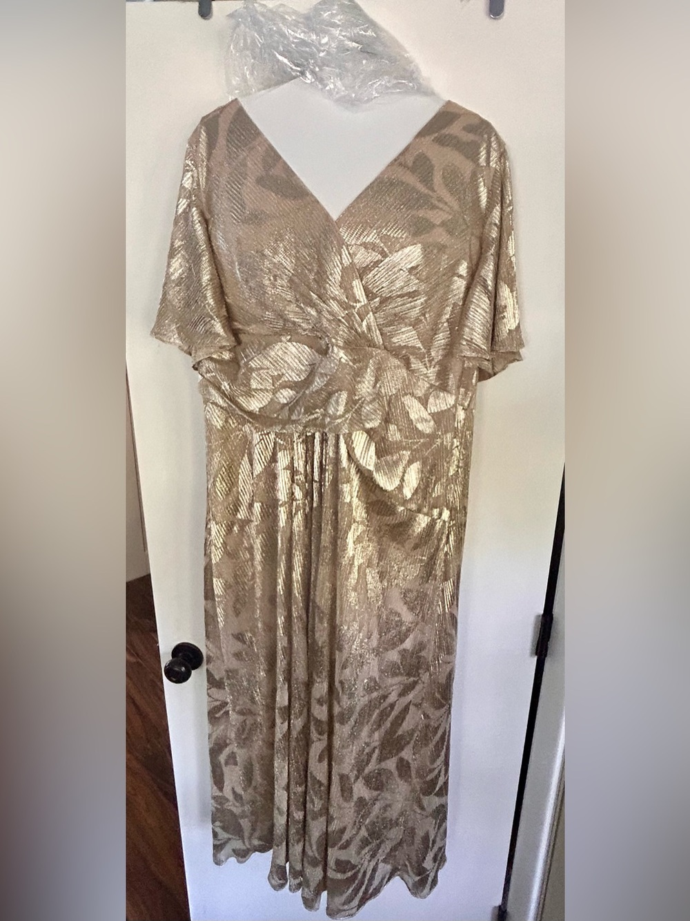 Metallic Gold Floral Maxi Dress A. Papell